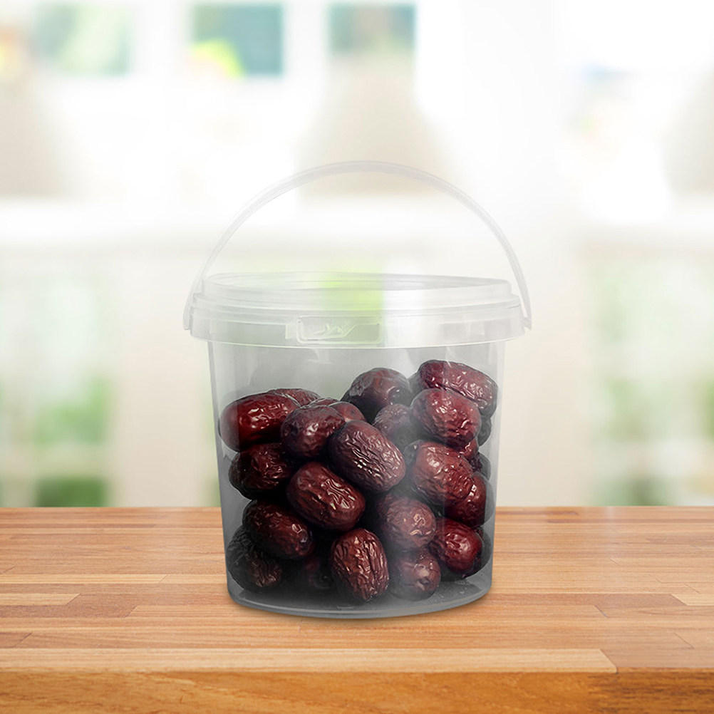 Meal Prep With Rice - 透明プラスチック製のフード収納バケツ6個セット。蓋と持ち手付きで、アイスクリーム、スープ、小麦粉、米、生地、食事の準備、自家製食品の保存に最適。