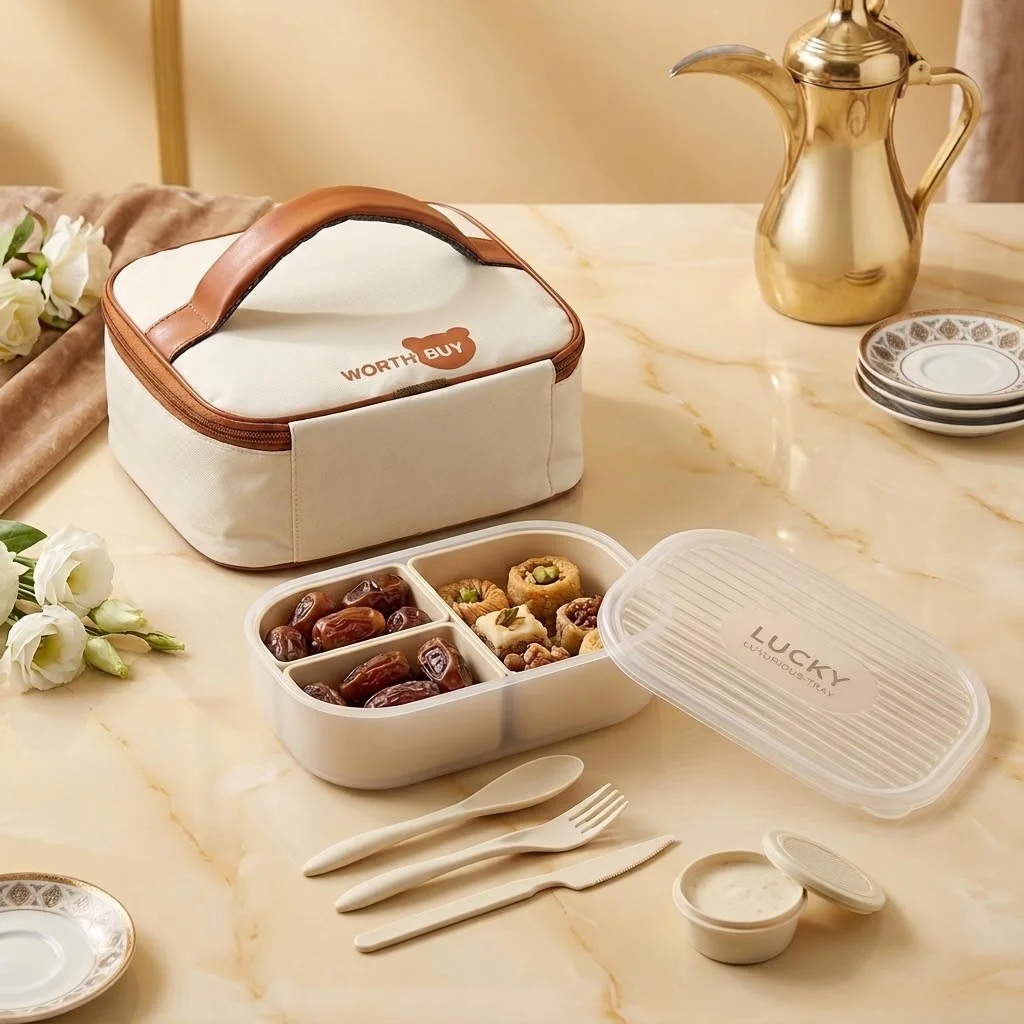 Meal Prep Or Prep Meal - 3つの仕切りが付いたプラスチック製弁当箱。電子レンジ対応で、食事の準備や食品の保存に便利。取り外し可能な仕切り付きで、子供から大人まで、学校や外出先でのおやつ入れに最適。