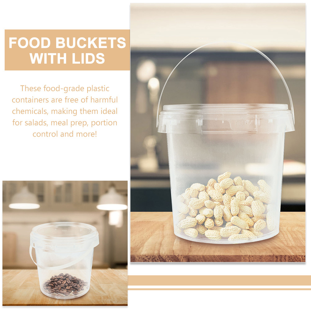 透明プラスチック製のフード収納バケツ6個セット。蓋と持ち手付 - Meal Prep With Rice のレビューと価格