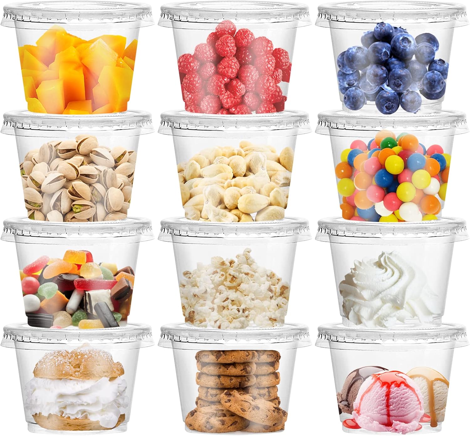 8/10オンスのプラスチックパフェカップ、平らな蓋付き、使い - Sauce Dipping Cup のレビューと価格