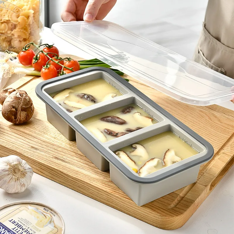 大型製氷皿-スープ用、蓋付きシリコン製冷凍トレイ、ソース、残 - Meal Prep Template のレビューと価格