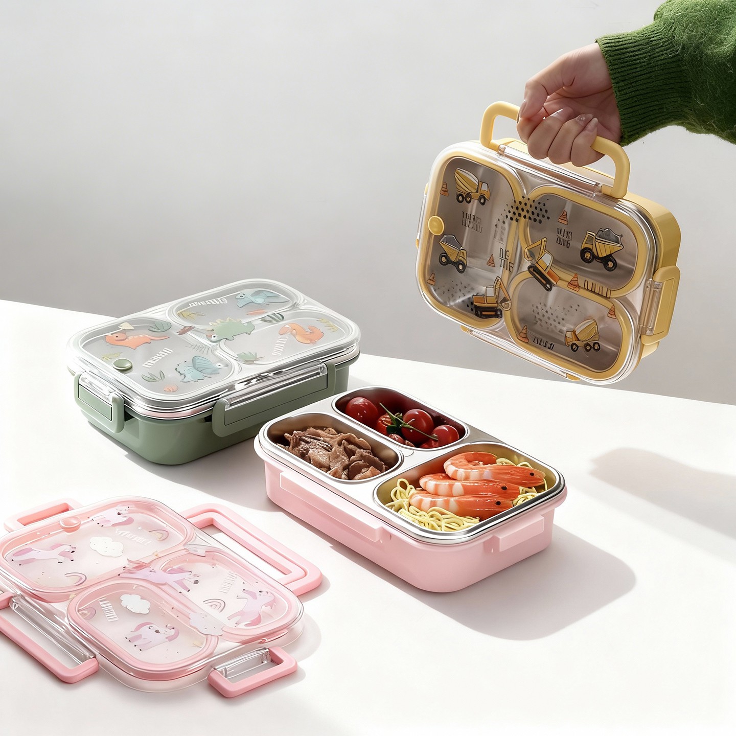 大容量漫画柄子供用ランチボックス、ハンドル付き、持ち運び可能 - Meal Prep Bowl のレビューと価格